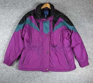 Towncraft Unisex Fuschia Pink Aqua Black Ski Jacket Coat Sz Large